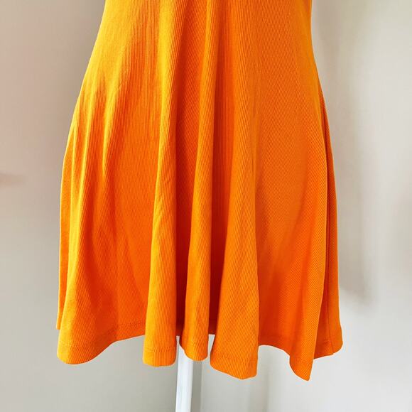 Zara Orange Ribbed V-neck Racer Back Dress - Picture 4 of 7